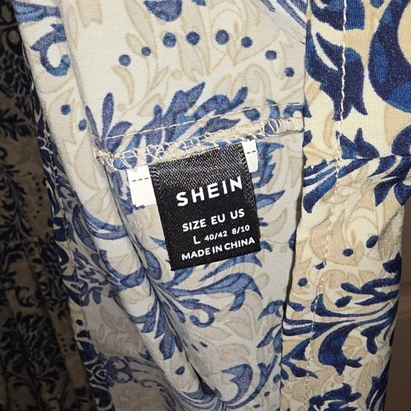 SHEIN Blue and Beige Floral Dress - Picture 2 of 4